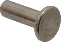 RivetKing - 1/4" Body Diam, Flat Uncoated Stainless Steel Solid Rivet - 3/4" Length Under Head, Grade 18-8 - Americas Industrial Supply