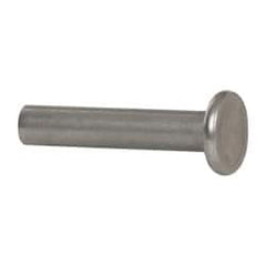 RivetKing - 1/4" Body Diam, Flat Uncoated Stainless Steel Solid Rivet - 1-1/4" Length Under Head, Grade 18-8 - Americas Industrial Supply