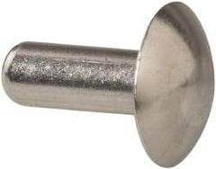 RivetKing - 3/16" Body Diam, Universal Uncoated Aluminum Solid Rivet - 1/2" Length Under Head, Grade 1100F - Americas Industrial Supply