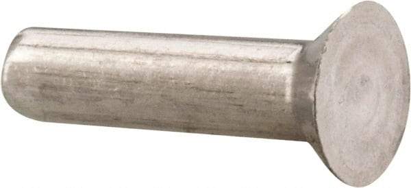 RivetKing - 1/8" Body Diam, Countersunk Uncoated Aluminum Solid Rivet - 1/2" Length Under Head, Grade 1100F, 78° Countersunk Head Angle - Americas Industrial Supply