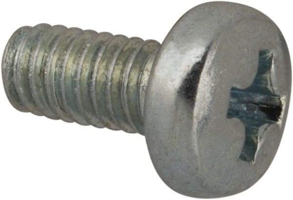 Value Collection - M2.5x0.45, 5mm Length Under Head Phillips Drive Machine Screw - Pan Head, Grade 4.8 Steel, Zinc-Plated Finish, Without Washer - Americas Industrial Supply