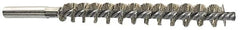 Schaefer Brush - 4" Brush Length, 11/16" Diam, Double Stem, Single Spiral Tube Brush - 6-1/4" Long, Brass, 12-24 Female Connection - Americas Industrial Supply