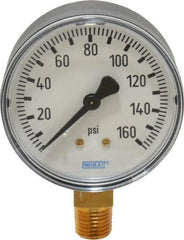 Wika - 2-1/2" Dial, 1/4 Thread, 0-160 Scale Range, Pressure Gauge - Lower Connection Mount, Accurate to 3-2-3% of Scale - Americas Industrial Supply
