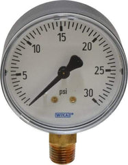 Wika - 2-1/2" Dial, 1/4 Thread, 0-30 Scale Range, Pressure Gauge - Lower Connection Mount, Accurate to 3-2-3% of Scale - Americas Industrial Supply