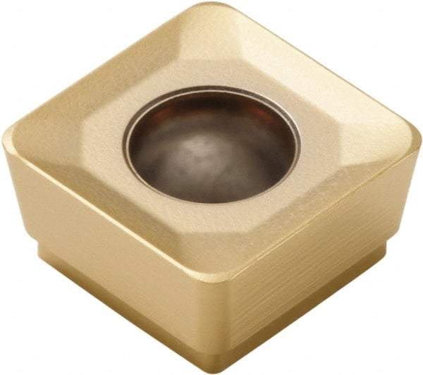 Seco - SCET120630 M14 Grade F40M Carbide Milling Insert - TiAlN/TiN Finish, 1/4" Thick, 1/2" Inscribed Circle, 0.118" Corner Radius - Americas Industrial Supply