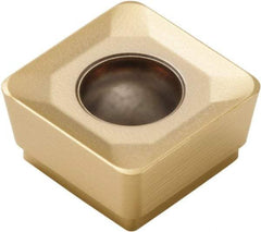 Seco - SCET120630 M14 Grade F40M Carbide Milling Insert - TiAlN/TiN Finish, 1/4" Thick, 1/2" Inscribed Circle, 0.118" Corner Radius - Americas Industrial Supply