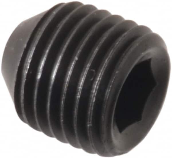 Holo-Krome - 3/8-24 UNF, 3/8" OAL, Cup Point Set Screw - Grade 8 Alloy Steel, 3/16" Key - Americas Industrial Supply