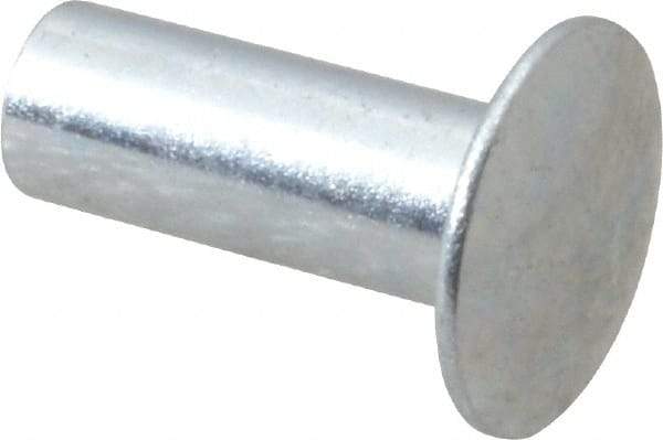 RivetKing - 0.134 to 0.141" Hole Diam, Round Head, Zinc Plated Steel, Semi Tubular Rivet - 3/8 Head Diam, 1/2" Length Under Head, 3/16 Body Diam - Americas Industrial Supply