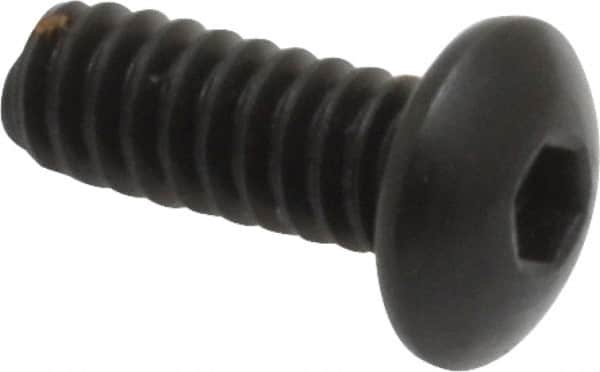 Holo-Krome - #6-32 UNC Hex Socket Drive, Button Screw - Alloy Steel, Black Oxide Finish, Fully Threaded, 3/8" Length Under Head - Americas Industrial Supply