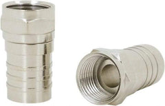 Ideal - Straight, F Type Twist On Coaxial Connector - Compatible with RG59, Brass Contact, Brass Body - Americas Industrial Supply