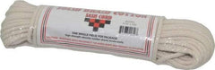 Made in USA - 100' Max Length Cotton Solid Braided Cotton Cord with Reinforced Core - 3/16" Diam, 250 Lb Capacity - Americas Industrial Supply
