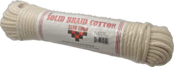 Made in USA - 100' Max Length Cotton Solid Braided Cotton Cord with Reinforced Core - Americas Industrial Supply