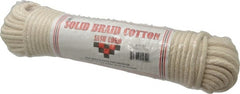 Made in USA - 100' Max Length Cotton Solid Braided Cotton Cord with Reinforced Core - Americas Industrial Supply