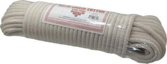 Made in USA - 100' Max Length Cotton Solid Braided Cotton Cord with Reinforced Core - 3/8" Diam, 925 Lb Capacity - Americas Industrial Supply