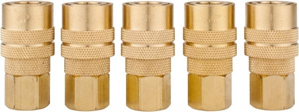 Value Collection - 5 Piece 1/4" Body 1/4 NPT 145 psi Brass Industrial Pneumatic Coupling Plug Set - Americas Industrial Supply
