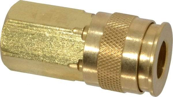 Value Collection - 1/4 Female NPT Universal Pneumatic Hose Coupler - Brass, 1/4" Body Diam - Americas Industrial Supply