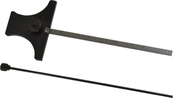 SPI - 0 to 6 Inch Rule Measurement Range, 30 to 60° Angle Measurement Range, Hardened Steel (Head); Stainless Steel (Rule) Depth and Angle Gage - 60° Angle Graduation, 2-1/2 Inch Long Base, 7/32 Inch Wide Rule, 1/64; 1/32 Inch Rule Graduation - Americas Industrial Supply