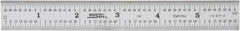 SPI - 6" Long, 1/64, 1/32" Graduation, Rigid Spring Steel Rule - 10R Graduation Style, 3/4" Wide, Silver, Satin Chrome Finish - Americas Industrial Supply