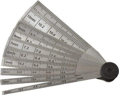 SPI - 2 to 12mm Measurement, 10 Leaf Taper Gage - 64mm Long, Tempered Steel, 0.02mm Graduation - Americas Industrial Supply