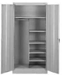 Tennsco - 6 Shelf Combination Storage Cabinet - Steel, 36" Wide x 24" Deep x 78" High, Putty - Americas Industrial Supply