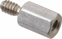 Electro Hardware - #6-32, 5/8" OAL, 1/4" Across Flats, Stainless Steel Hex Male/Female Circuit Board Standoffs - 3/8" Thread Depth, 3/8" Body Length, Bright Finish - Americas Industrial Supply