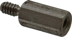 Electro Hardware - #6-32, 3/4" OAL, 1/4" Across Flats, Stainless Steel Hex Male/Female Circuit Board Standoffs - 3/8" Thread Depth, 1/2" Body Length, Bright Finish - Americas Industrial Supply