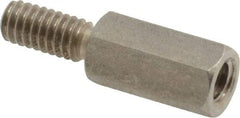 Electro Hardware - #8-32, 7/8" OAL, 1/4" Across Flats, Stainless Steel Hex Male/Female Circuit Board Standoffs - 7/16" Thread Depth, 1/2" Body Length, Bright Finish - Americas Industrial Supply