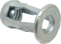 Au-Ve-Co Products - #10-24 UNC Thread, Zinc Plated, Steel, Screwdriver Installed Rivet Nut - 1/64 to 3/16" Grip, 17/32" Flange Diam, 0.716" Long - Americas Industrial Supply