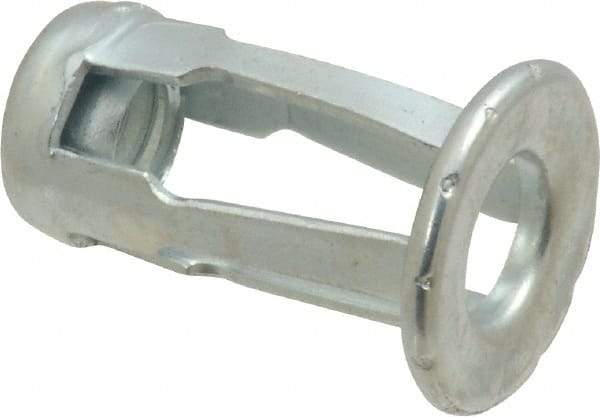 Au-Ve-Co Products - 1/4-20 UNC Thread, Zinc Plated, Steel, Screwdriver Installed Rivet Nut - 3/16 to 3/8" Grip, 5/8" Flange Diam, 0.919" Long - Americas Industrial Supply