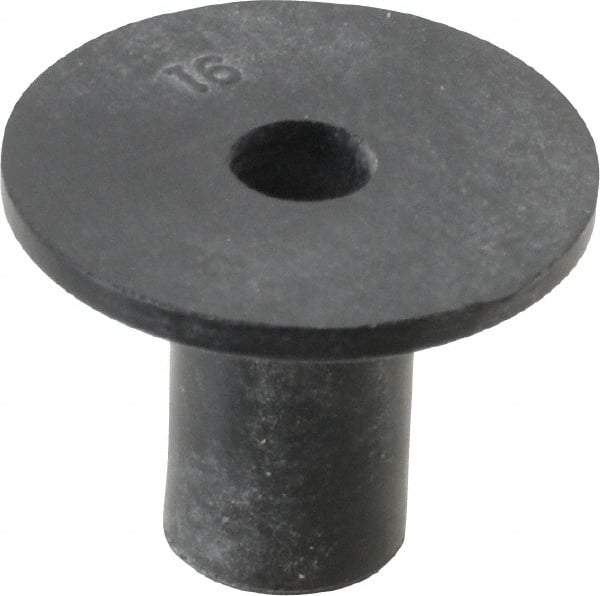 Au-Ve-Co Products - #8-32, 3/4" Diam x 0.062" Thick Flange, Rubber Insulated Rivet Nut - UNC Thread, Neoprene, 1/2" Long x 5/16" Body Diam, 0.575" OAL - Americas Industrial Supply