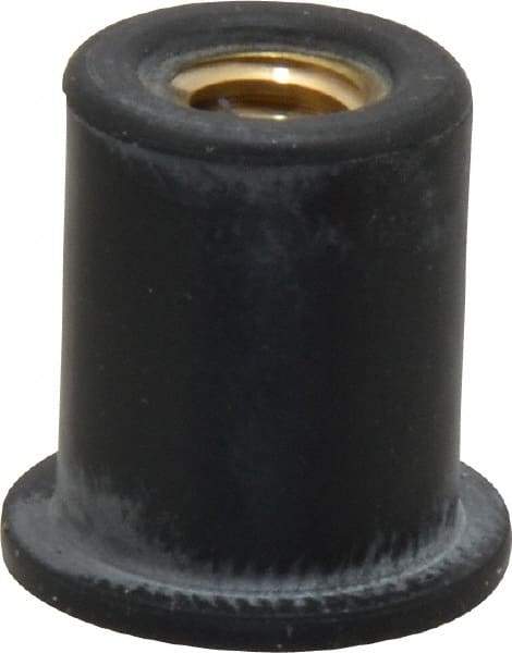 Au-Ve-Co Products - 1/4-20, 5/8" Diam x 0.051" Thick Flange, Rubber Insulated Rivet Nut - UNC Thread, Neoprene, 19/32" Long x 1/2" Body Diam, 0.641" OAL - Americas Industrial Supply