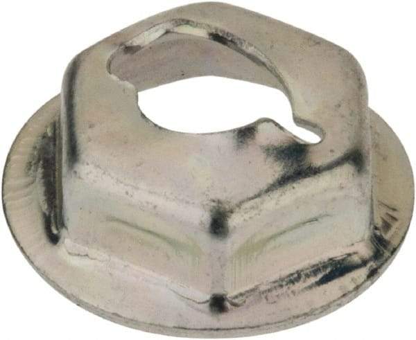 Au-Ve-Co Products - 3/16" Hole Diam, 1/2" OD, 3/8" Width Across Flats Washer Lock Nut - Zinc-Plated Spring Steel, For Use with Non Threaded Fasteners - Americas Industrial Supply