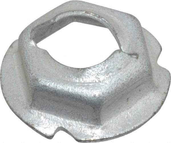 Au-Ve-Co Products - 1/4" Hole Diam, 19/32" OD, 7/16" Width Across Flats Washer Lock Nut - Zinc-Plated Spring Steel, For Use with Non Threaded Fasteners - Americas Industrial Supply