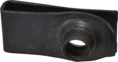 Au-Ve-Co Products - 1/4-20 Screw, 0.025 to 0.15" Thick, Spring Steel Extruded Tapped Hole U Nut - 25/32" Center Edge, Black Phosphate Finish - Americas Industrial Supply