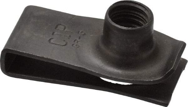 Au-Ve-Co Products - 5/16-18 Screw, 0.025 to 0.15" Thick, Spring Steel Extruded Tapped Hole U Nut - 27/32" Center Edge, Black Phosphate Finish - Americas Industrial Supply