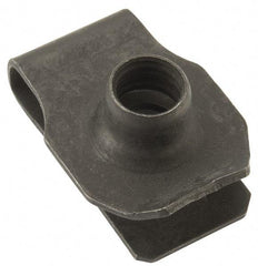 Au-Ve-Co Products - 3/8-16 Screw, 0.05 to 0.2" Thick, Spring Steel Extruded Tapped Hole U Nut - 3/4" Center Edge, Black Phosphate Finish - Americas Industrial Supply