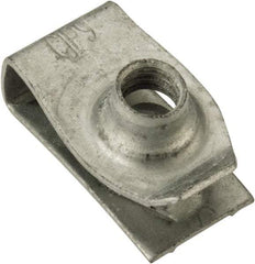 Au-Ve-Co Products - M6x1.00 Screw, 3.4 to 6.3mm Thick, Spring Steel Extruded Tapped Hole U Nut - 9/16" Center Edge, Black Phosphate Finish - Americas Industrial Supply