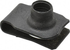 Au-Ve-Co Products - M8x1.25 Screw, 0.8 to 4mm Thick, Spring Steel Extruded Tapped Hole U Nut - 9/16" Center Edge, Black Phosphate Finish - Americas Industrial Supply