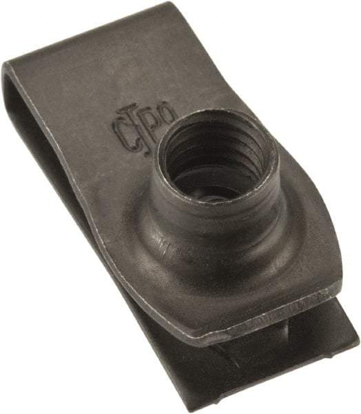 Value Collection - M8x1.25 Screw, 0.8 to 4.5mm Thick, Spring Steel Extruded Tapped Hole U Nut - 13/16" Center Edge, Black Phosphate Finish - Americas Industrial Supply