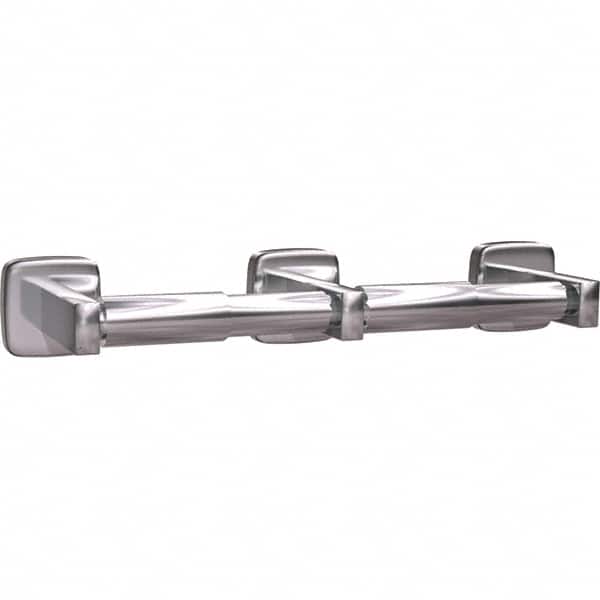 ASI-American Specialties, Inc. - Standard Double Roll Stainless Steel Toilet Tissue Dispenser - 13-1/2" Wide x 2" High x 3-7/8" Deep, Silver - Americas Industrial Supply
