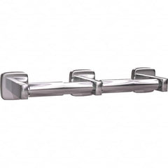 ASI-American Specialties, Inc. - Standard Double Roll Stainless Steel Toilet Tissue Dispenser - 13-1/2" Wide x 2" High x 3-7/8" Deep, Silver - Americas Industrial Supply