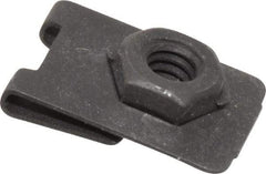 Value Collection - 1/4-20 Screw, 0.032 to 0.093" Thick, Spring Steel J Nut Retainer - 1/2" Center Edge, Black Phosphate Finish - Americas Industrial Supply