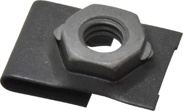 Value Collection - 5/16-18 Screw, 0.087 to 0.093" Thick, Spring Steel J Nut Retainer - 9/16" Center Edge, Black Phosphate Finish - Americas Industrial Supply