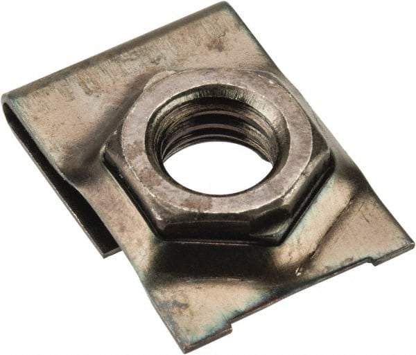 Value Collection - 3/8-16 Screw, 0.05 to 0.09" Thick, Spring Steel J Nut Retainer - 9/16" Center Edge, Black Phosphate Finish - Americas Industrial Supply