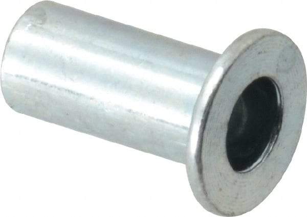 Value Collection - #10-32, 0.01 to 0.08" Grip, Steel Standard Rivet Nut - Drill Size Letter F, Flat Head - Americas Industrial Supply