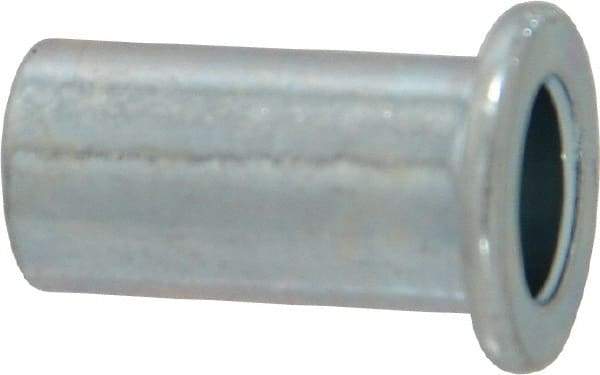 Value Collection - 1/4-20, 0.02 to 0.08" Grip, Steel Standard Rivet Nut - Drill Size Letter R, Flat Head - Americas Industrial Supply