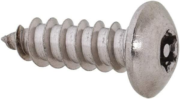 Value Collection - #8 Button Head Torx Sheet Metal Screw - Stainless Steel, 1/2" Length Under Head, Grade 18-8, T15 Drive - Americas Industrial Supply