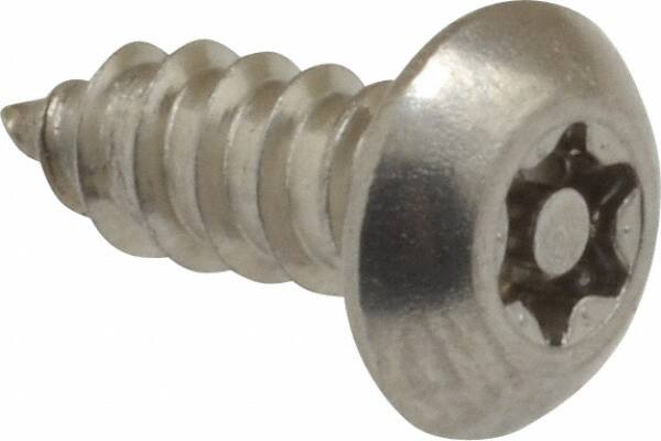 Value Collection - #10 Button Head Torx Sheet Metal Screw - Stainless Steel, 1/2" Length Under Head, Grade 18-8, T25 Drive - Americas Industrial Supply