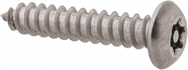 Value Collection - #10 Button Head Torx Sheet Metal Screw - Stainless Steel, 1" Length Under Head, Grade 18-8, T25 Drive - Americas Industrial Supply