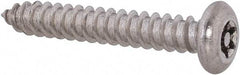 Value Collection - #10 Button Head Torx Sheet Metal Screw - Stainless Steel, 1-1/4" Length Under Head, Grade 18-8, T25 Drive - Americas Industrial Supply